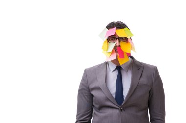 Birçok hatırlatıcıya sahip iş adamı beyazda izole edildi