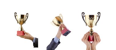 Collage of businessman receiving award clipart