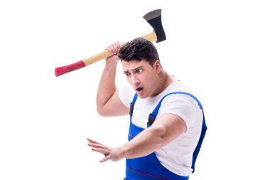 Komik tamirci beyaz izole