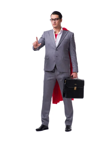 Homem de negócios super-herói isolado no fundo branco — Fotografia de Stock