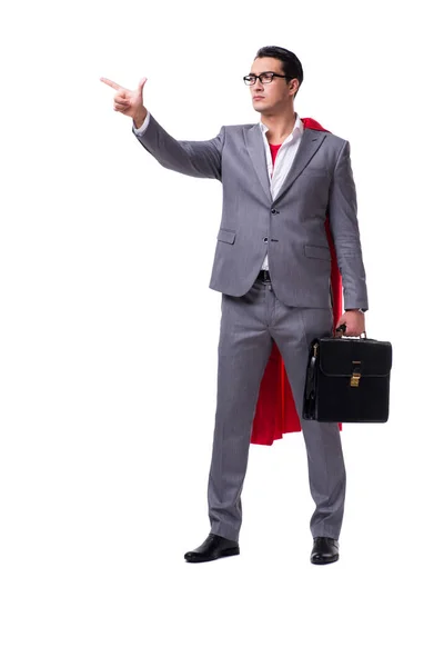 Superhero businessman isolated on white background — Stock Photo, Image