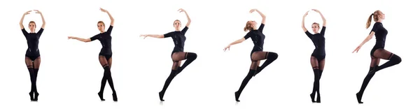 Frau tanzt isoliert auf dem weißen — Stockfoto