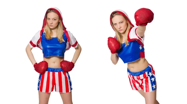 Boxer femminile isolato sullo sfondo bianco — Foto Stock
