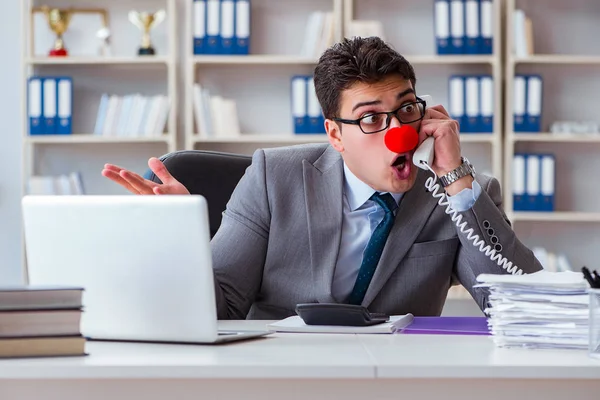 Clown businessman having fun in the office — Stock Photo, Image