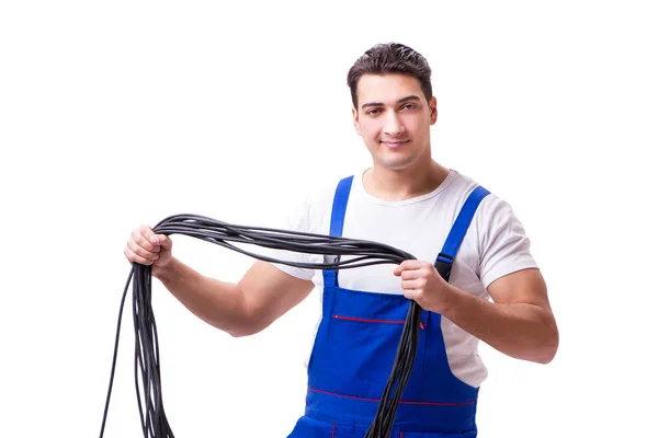 Mann macht elektrische Reparaturen — Stockfoto