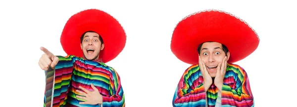 Αστεία Μεξικού φορώντας ΠΟΝΤΣΟ απομονωθεί σε λευκό — Φωτογραφία Αρχείου