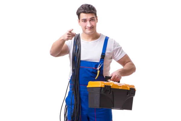 Человек, занимающийся ремонтом электричества — стоковое фото