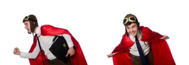 evrak çantası üzerinde beyaz izole komik burda