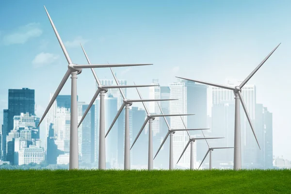 Concept of alternative energy with windmills - 3d rendering — Stock Photo, Image