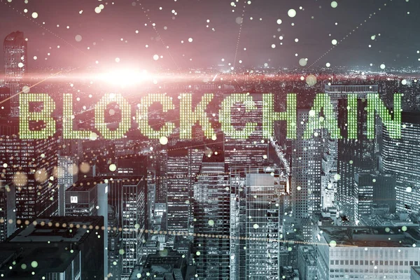 Concepto Blockchain en la gestión de bases de datos — Foto de Stock