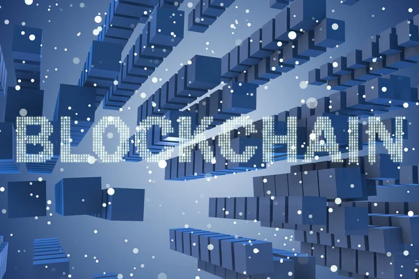 Concepto de blockchain en el negocio moderno - 3d renderizado — Foto de Stock