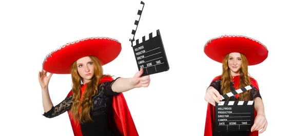 Zabawny Meksykanin z tablicą filmową — Zdjęcie stockowe