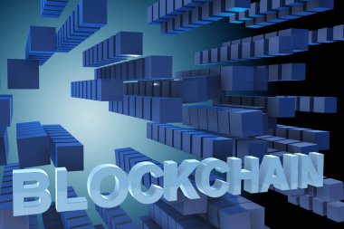 Blockchain modern iş - 3d render kavramı