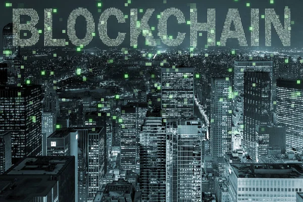 Concepto Blockchain en la gestión de bases de datos — Foto de Stock