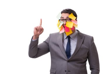 Birçok hatırlatıcıya sahip iş adamı beyazda izole edildi