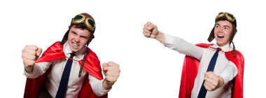 evrak çantası üzerinde beyaz izole komik burda