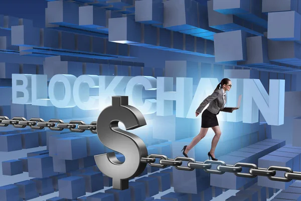 Concept van blockchain in de moderne business — Stockfoto