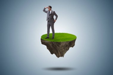 Geleceğe doğru seyir Adası üzerinde işadamı