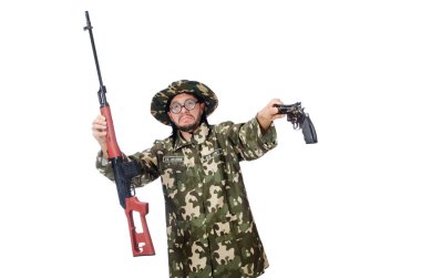 Asker beyaz izole silah ile