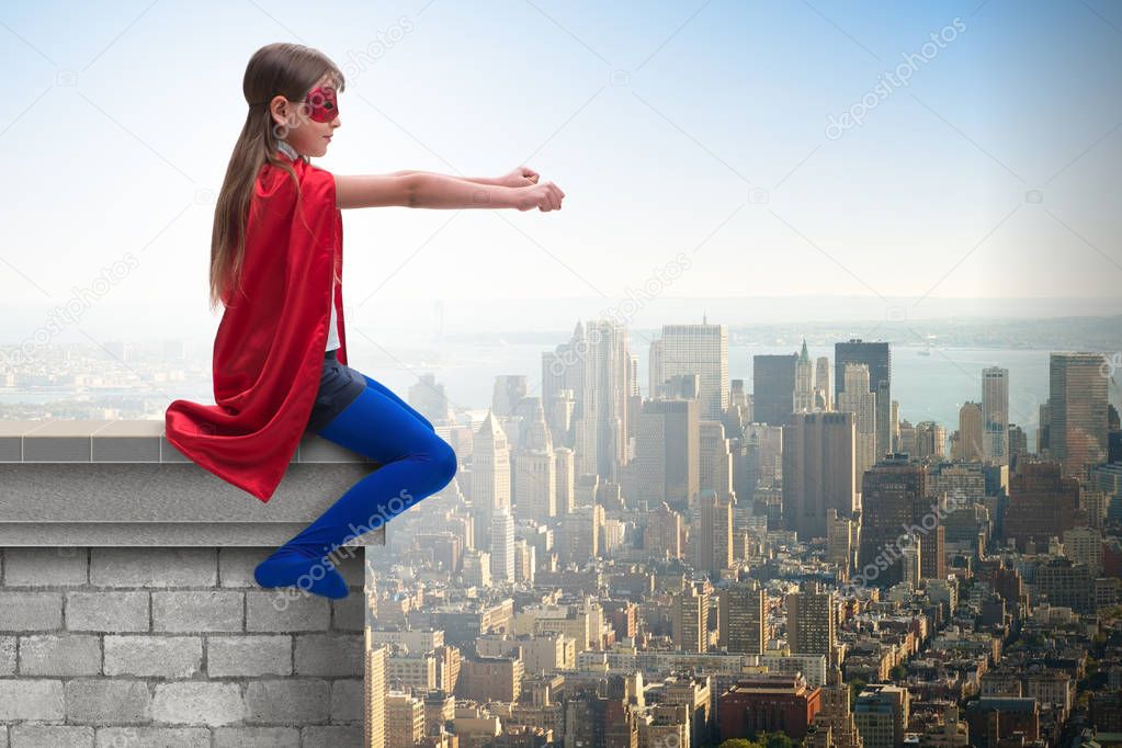 Little kid protecting the city from evil