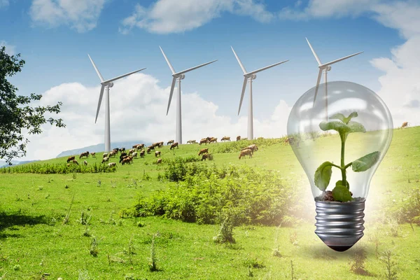 Conceito de energia alternativa com moinhos de vento — Fotografia de Stock