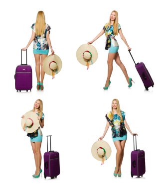 Seyahat konsepti beyaz bavullu