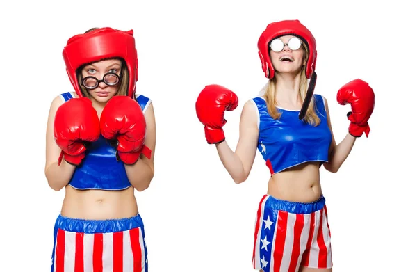 Boxeador divertido aislado en blanco —  Fotos de Stock