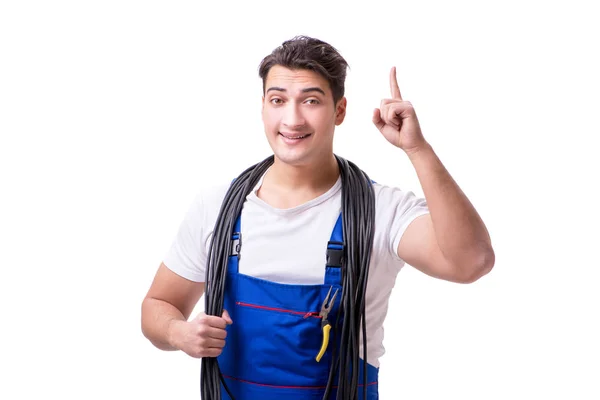 Hombre haciendo reparaciones eléctricas — Foto de Stock