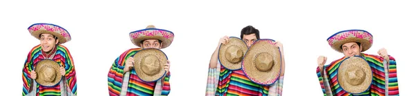 Смішний мексиканський в пончо ізольований на білому — стокове фото