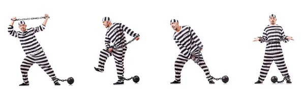 Convict criminal in striped uniform — Stock Photo, Image