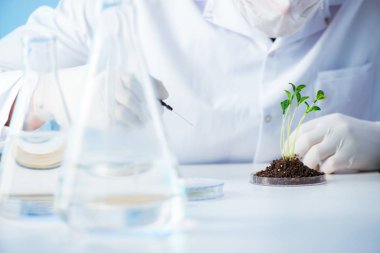 Laboratuvarda bilim adamıyla biyoteknoloji kavramı