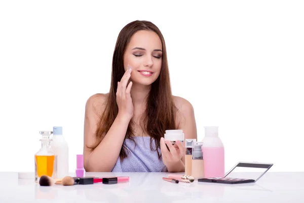 Young woman in beauty make-up isolated on white — Stock Photo, Image