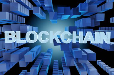 Blockchain modern iş - 3d render kavramı