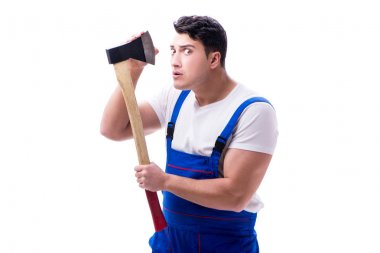 Komik tamirci beyaz izole