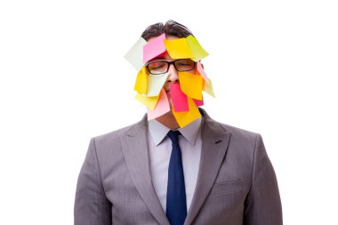 Birçok hatırlatıcıya sahip iş adamı beyazda izole edildi