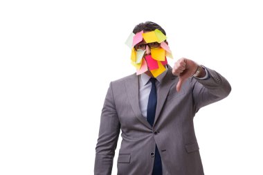 Birçok hatırlatıcıya sahip iş adamı beyazda izole edildi