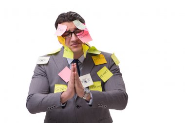 Birçok hatırlatıcıya sahip iş adamı beyazda izole edildi