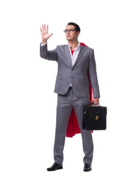 Beyaz arka plan üzerinde izole süper kahraman işadamı