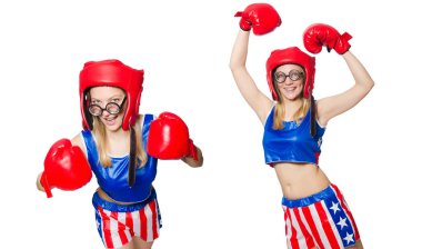 Beyaz tenli komik boksör.