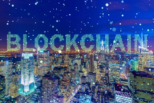 Concepto Blockchain en la gestión de bases de datos — Foto de Stock