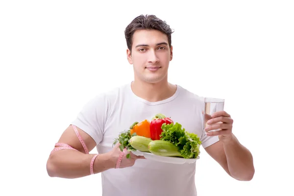 Homem no conceito de alimentação saudável — Fotografia de Stock