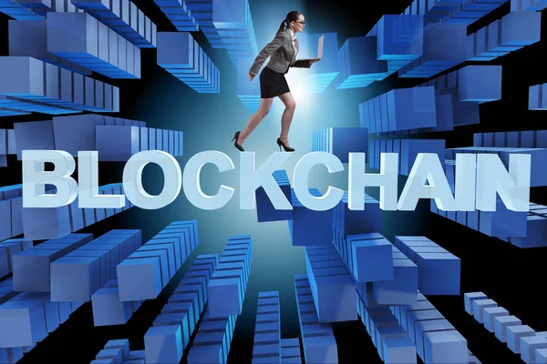 Conceito de blockchain nos negócios modernos — Fotografia de Stock