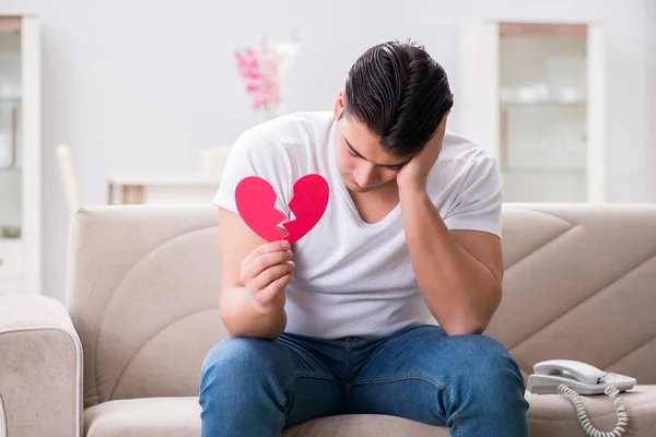 Young man in sad saint valentine concept — Stock Photo, Image