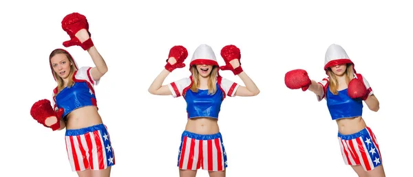 Boxer femminile isolato sullo sfondo bianco — Foto Stock