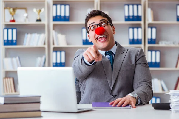 Clown businessman working in the office — Stock Photo, Image