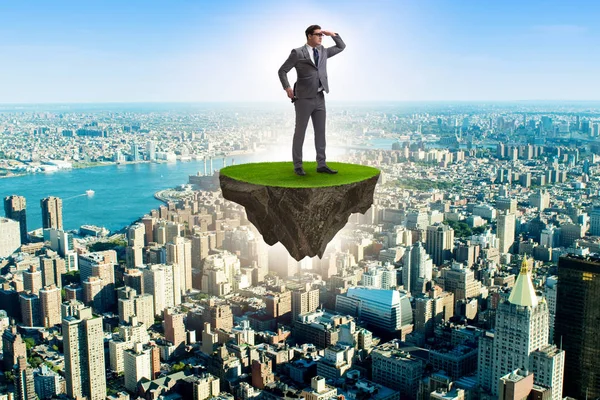 Geleceğe doğru seyir Adası üzerinde işadamı