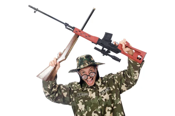 흰색 절연 무기와 군인 — 스톡 사진