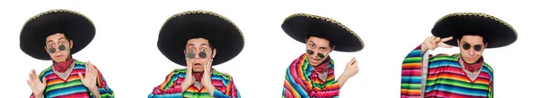 Divertido mexicano con poncho aislado en blanco —  Fotos de Stock