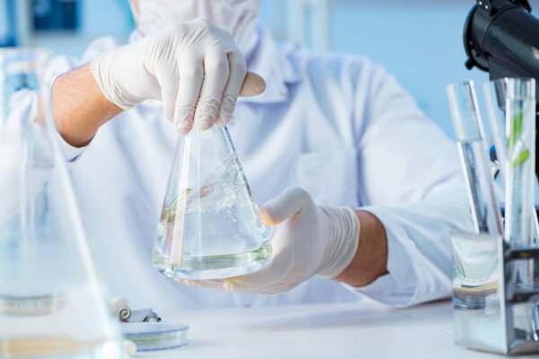 Biotechnology concept with scientist in lab