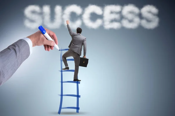 Escada de desenho manual para empresário de sucesso — Fotografia de Stock